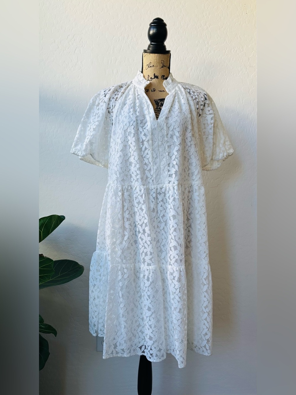 NWT Cece Floral Lace V-Neck New Ivory Dress Plus Size 1X